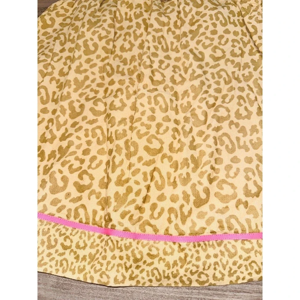 Gymboree Dress‎ Size 4T Beige Cheetah Animal Print Bow Accent Ruffled Collar N1